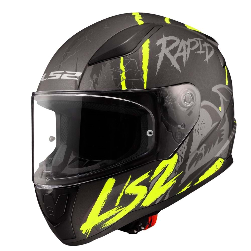 LS2 RAPID 2 RAVEN MAT SİYAH-GRİ-NEON SARI KASK - L
