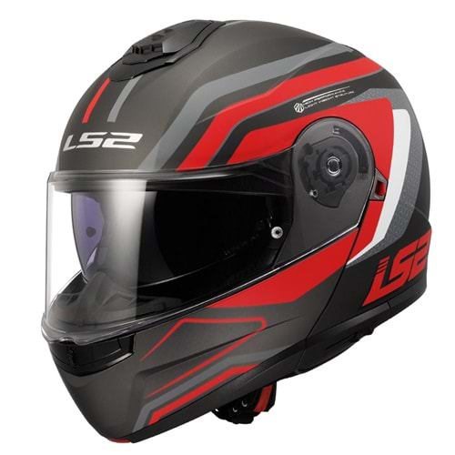 LS2 STROBE 2 PHANTOM MAT TITANIUM-GRİ-KIRMIZI KASK - M
