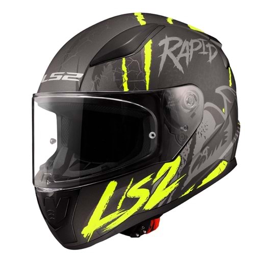 LS2 RAPID 2 RAVEN MAT SİYAH-GRİ-NEON SARI KASK - M