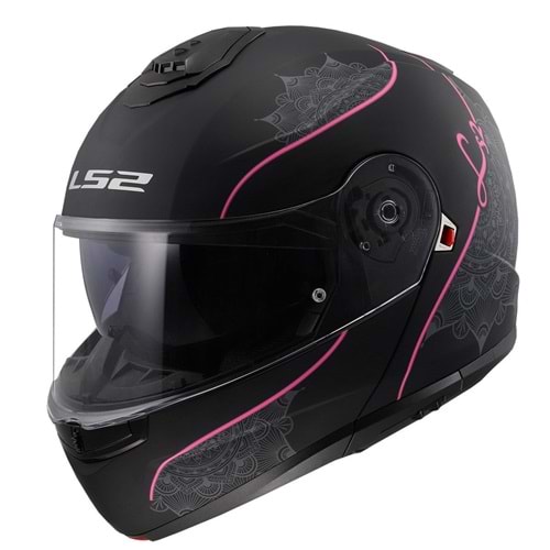 LS2 STROBE 2 LUX M.SİYAH-PEMBE KASK - M