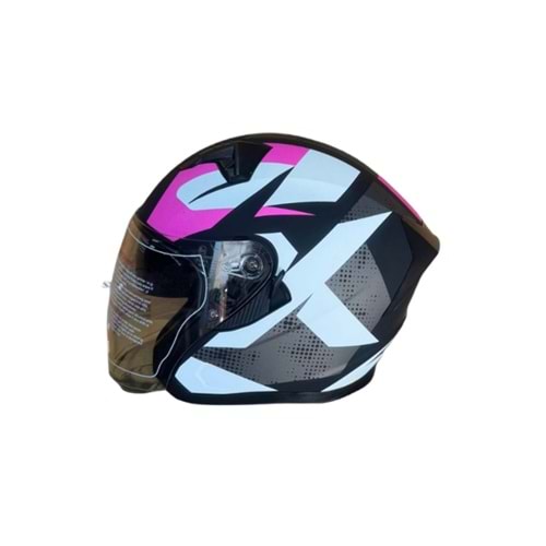 NS YAZLIK KASK ÇENESİZ VİZÖRLÜ MAT SİYAH PEMBE A7 - XL